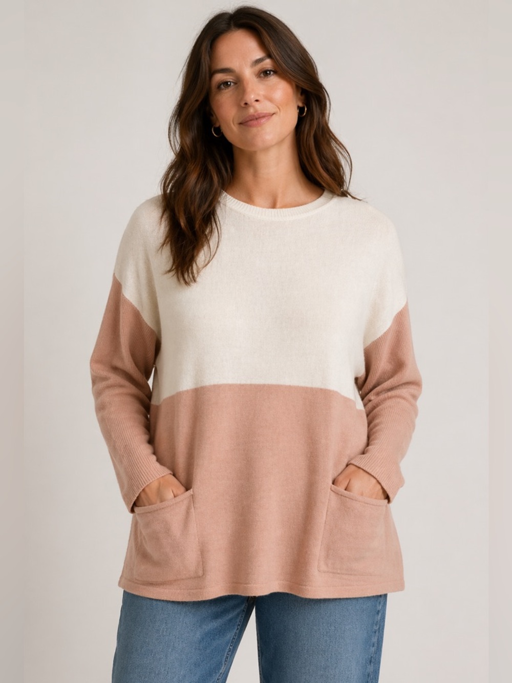 PrettyGarden Pullover Crewneck sweater with front pockets size large